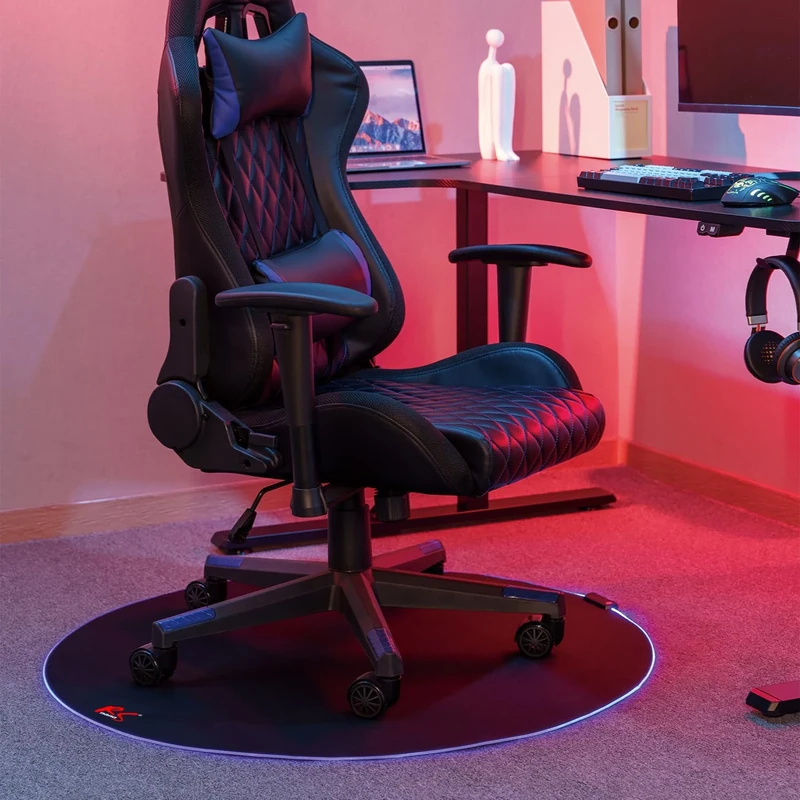 NanoRS RS171 Gaming Seat Mat with RGB Backlight, Under Chair Floor Mat, Diameter 100cm, Black - Image 1