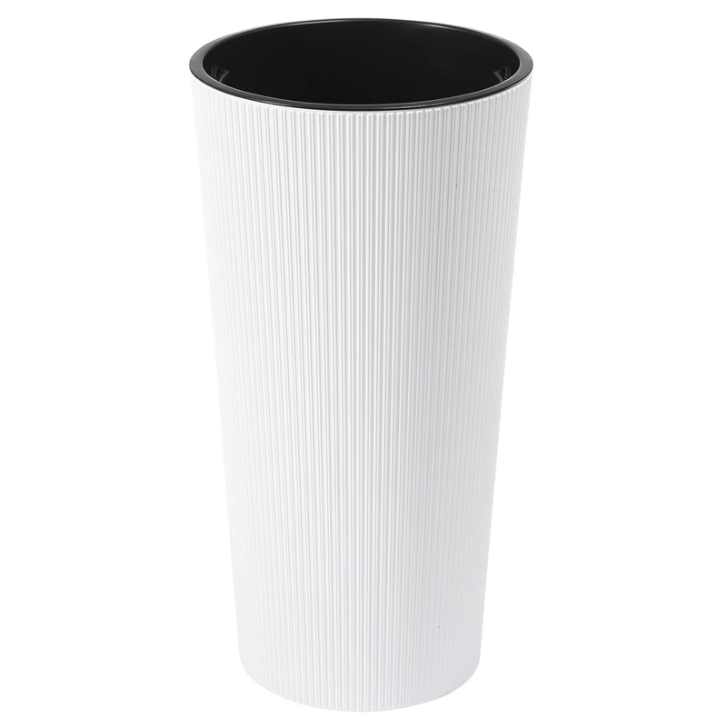 Dehner Plastic Pot Lilia conical, White, 47 cm
