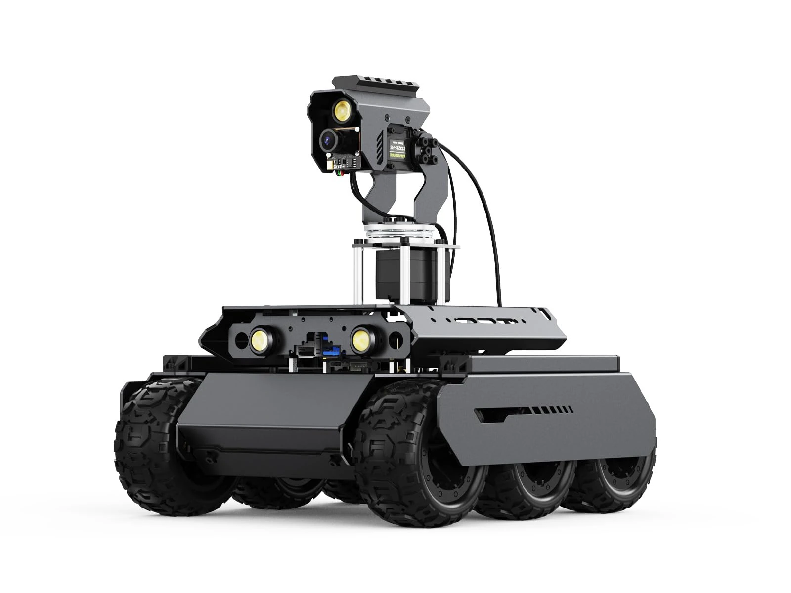 Waveshare UGV Rover Open-Source 6 Wheels 4WD AI Robot,Compatible with Raspberry Pi 5, Dual Controllers, Comes with Pan-Tilt Module, PI5-4GB Included