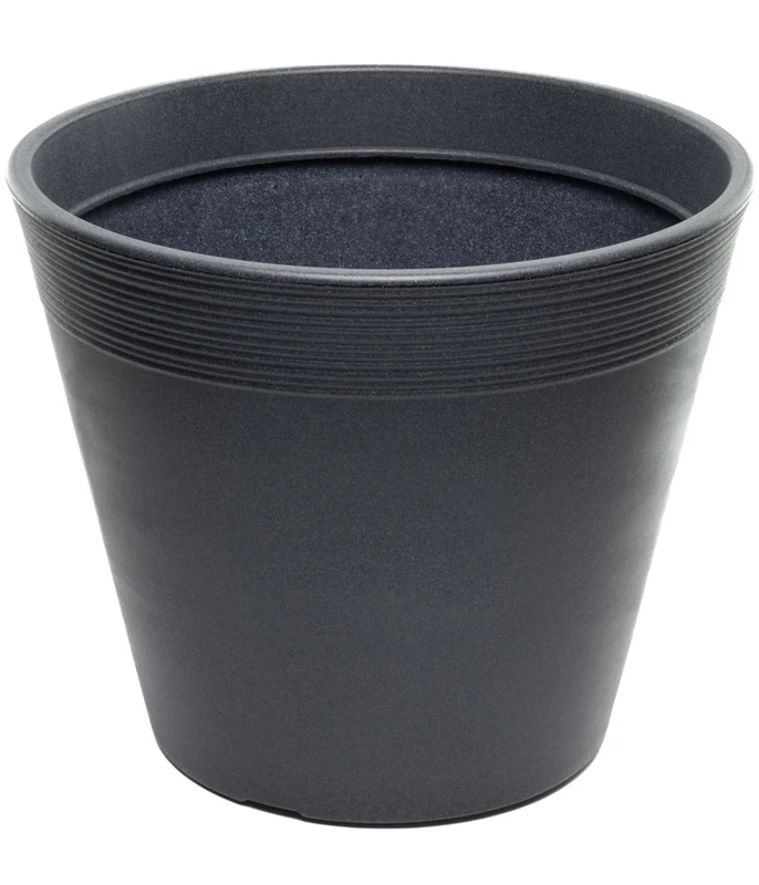 Dehner Groovy Flower Pot, Plant Pot, Frost-Resistant, UV-Resistant, Weatherproof, Recycled Planter, Approx. Diameter 47.5 cm, Height 41.2 cm, Plastic, Anthracite