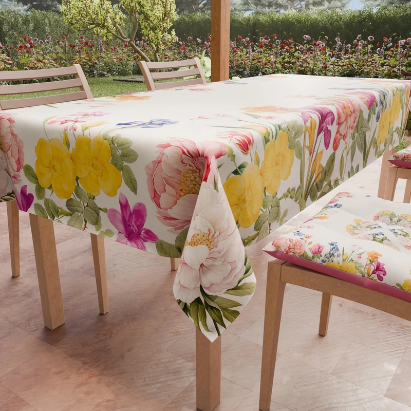 PETTI Artigiani Italiani - Stain Resistant Rectangular Tablecloth Kitchen Floral Design 30 x 24 Seater (140 x 450 cm) 100% Made in Italy