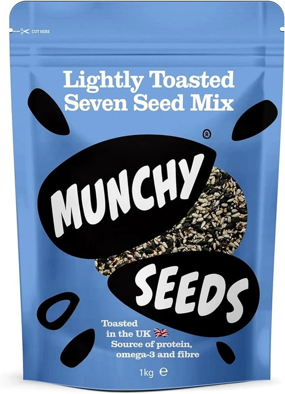 Munchy Seeds Lightly Toasted 7 Seed Mix, Pumpkin Seeds, Sunflower Seeds, Hemp, Chia, Rapeseed, Flaxseeds, Seeds for Baking, Breakfast Cereals & Granola, Mixed Seeds to Eat, Mixed Seeds for Eating 1KG
