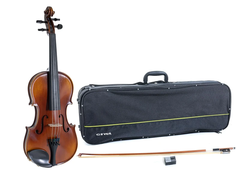 GEWA Violin Set Allegro VL 1 – 3/4 ready to play, back and sides solid European maple, solid European spruce top, hand varnished, massaranduba bow, Larsen Aurora strings, oblong violin case