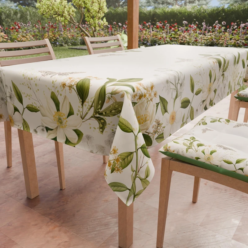 PETTI Artigiani Italiani - Stain Resistant Rectangular Tablecloth Kitchen Floral Design X6 Seater (140 x 180 cm) 100% Made in Italy