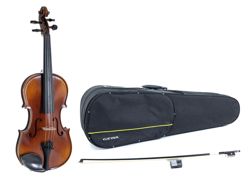 GEWA Violin Set Allegro VL 1 – 1/8, ready to play, back and sides solid European maple, solid European spruce top, hand varnished, carbon bow, Larsen Aurora strings, form shaped case