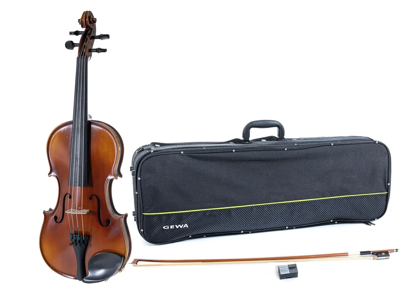 GEWA Violin Set Allegro VL 1 Lefthand – 4/4, ready to play, back and sides solid European maple, solid European spruce top, hand varnished, massaranduba bow, Larsen Aurora strings, oblong violin case