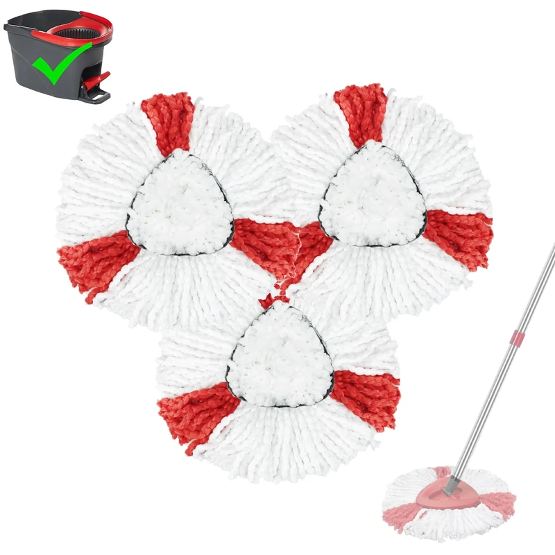 XIANGBIN Mop Replacement Heads Compatible with Vileda 2-in-1 Turbo Mop Head Replacement, Easy-to-Use Cleaning Refills for Efficient Floor Cleaning (Red)