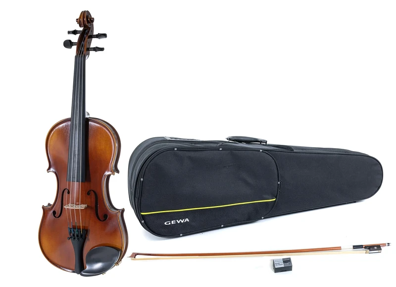 GEWA Violin Set Allegro VL 1 Lefthand – 4/4 ready to play, back and sides solid European maple, solid European spruce top, hand varnished, Larsen Aurora strings, form shaped violin case
