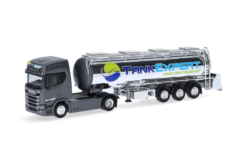 Herpa truck model Scania CR20 HD Lebensmittelchromtank-Sattelzug "Tank Expert" (Polen/Lipno), on a scale of 1:87, plastic miniature, made in Germany, model building, collectors edition - Image 1