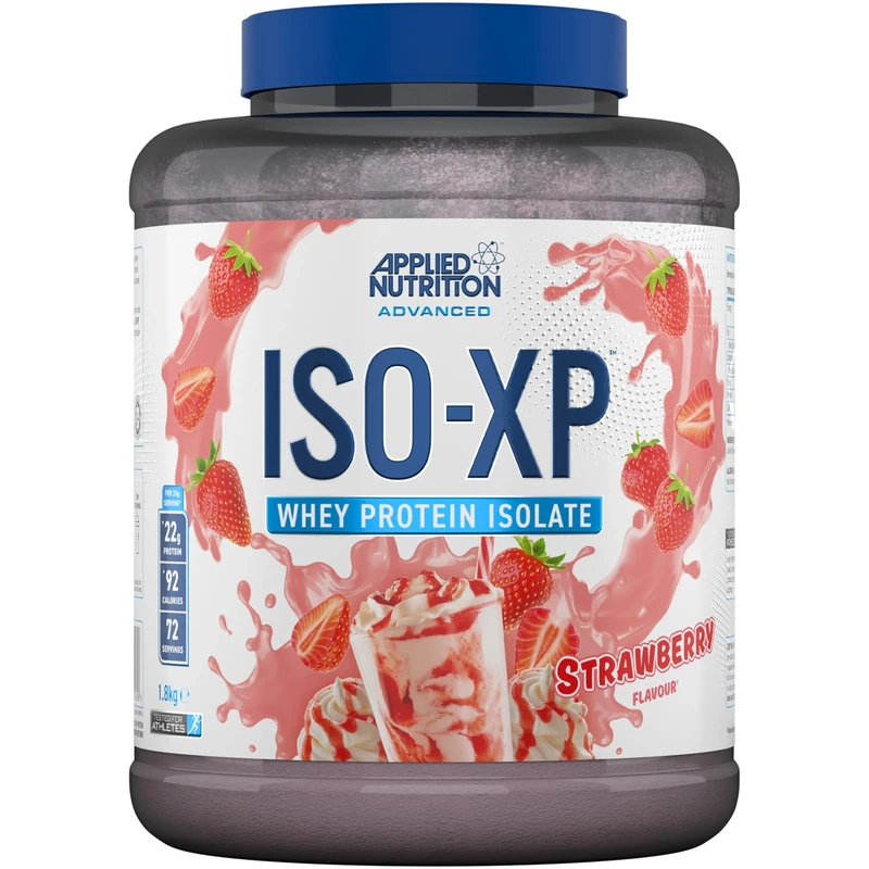 Applied Nutrition ISO-XP Whey Protein Isolate – Over 21g Protein, Low Carb, Low Fat, BCAA-Rich, Fast Absorption, Soy-Free, Halal-Certified (1.8kg - 72 Servings) (Strawberry)