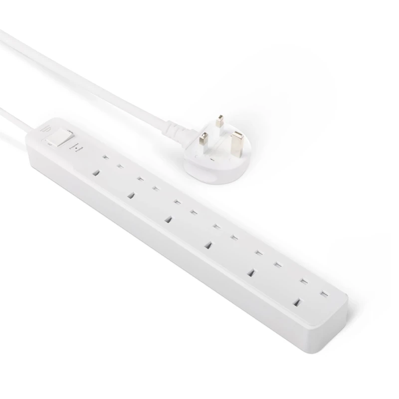 Amazon Basics Surge Protector Power Strip, 6-Outlet, 600 Joule, 0.61-m Cable, White