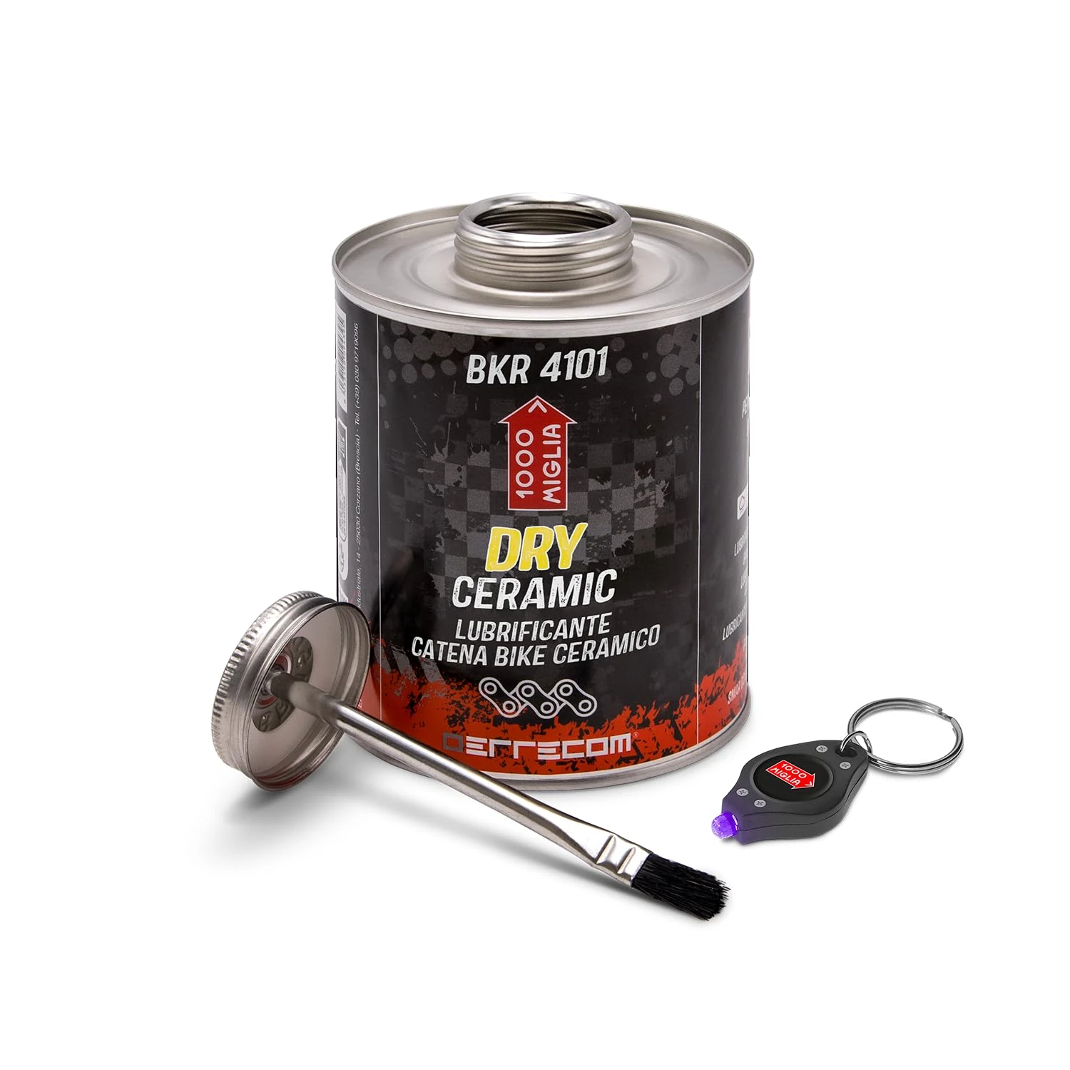Errecom 1000 Miglia BKR 4101 CERAMIC DRY Lube Bike Chain for Dry and Dusty Weather Conditions - 900 ml, fluorescent and scented formula, All-In-One Can, Brush included