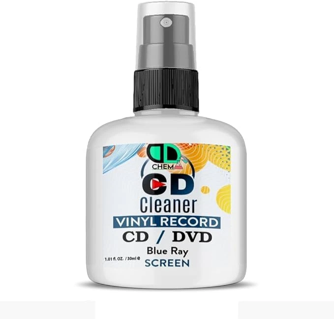 Vinyl LP Record Cleaner Solution, CD, DVD, TV, Laptop, Computer, Mobile, Screen, Antistatic Fluid Spray Bottle, Removes Dirt, Dust & Fingerprints (30ml Spray)