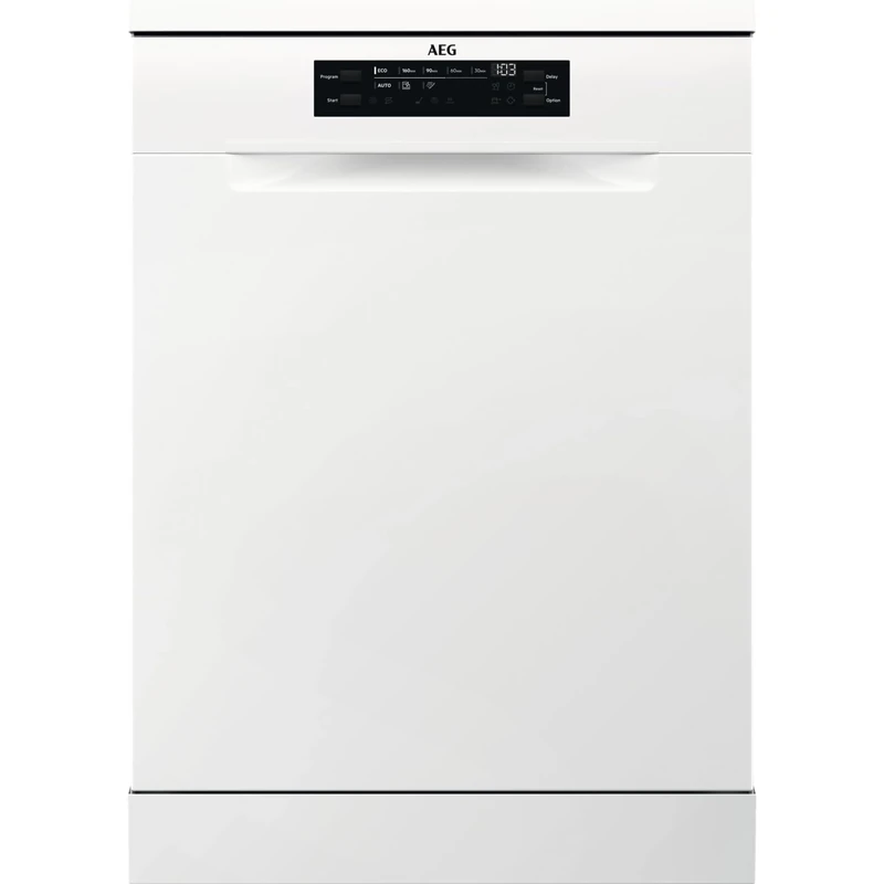 AEG 3000 Series Freestanding Dishwasher, FFX32617ZW, Dishwasher with AirDry Technology and GlassCare, 13 Settings, Machine Care Cycle for Extra Hygiene, Quik Program, 46 dB, 60cm, White, Class E