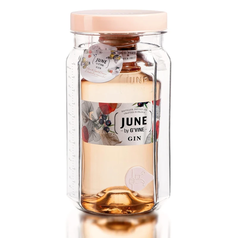 G'Vine JUNE Wild Peach & Summer Fruits Flavoured Gin with Cocktail Making Jar, 37.5% ABV, 70cl