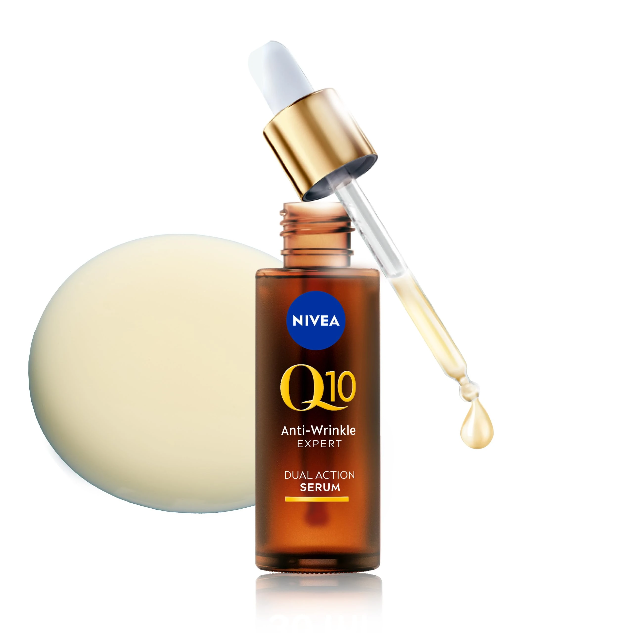 NIVEA Q10 Anti-Wrinkle Expert Dual Action Serum (30ml), Anti Ageing Face Serum for Women with Pure Q10, Visibly Reduces and Prevents Wrinkles