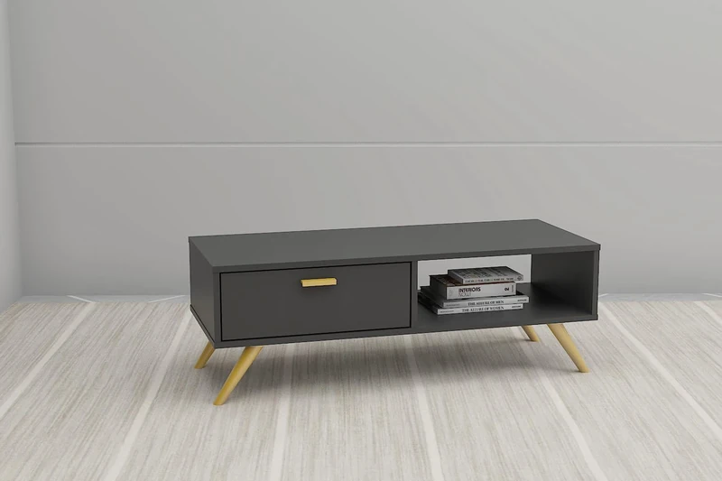 Kidsaw LV19, 1 Drawer Coffee Table, Dark Grey
