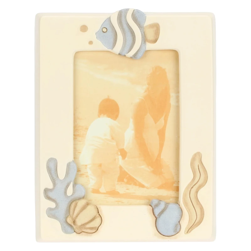 THUN, Hand-Decorated Ceramic Photo Frame, Medium Version, Sea to Love Line, 16 x 20.5 x 2 cm, Photo Size 12 x 18 cm