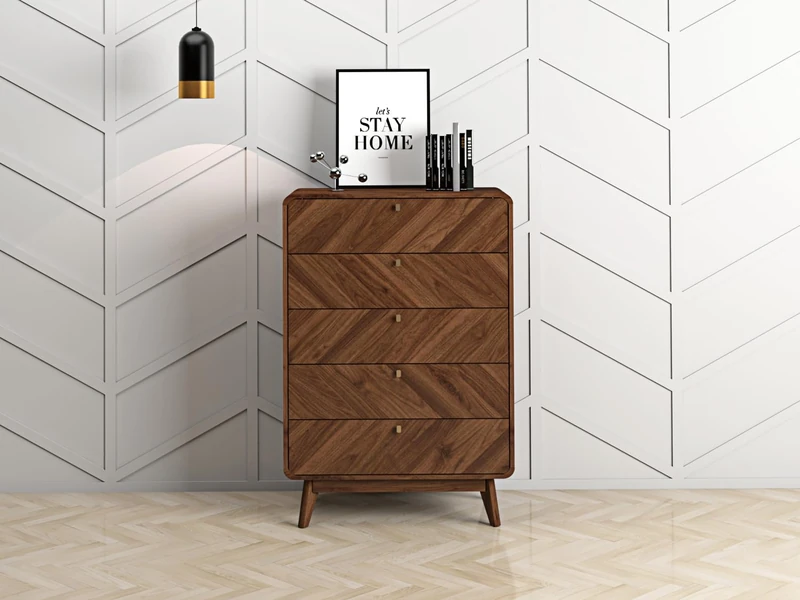 Kidsaw LV44, 5 Drawer Chest of Drawers, Columbian Walnut