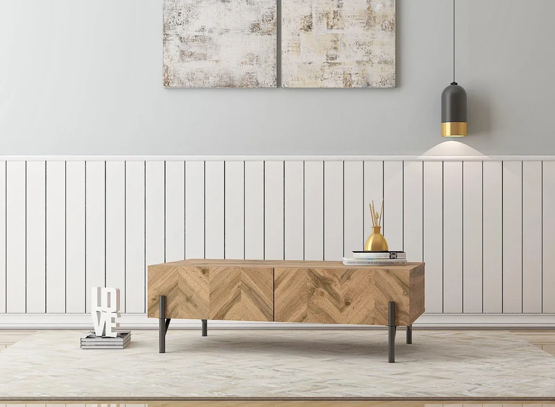 Kidsaw LV37, 2 Door Coffee Table, Walton Oak, Soft Closing