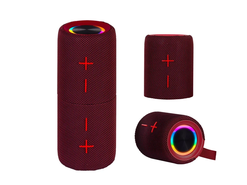 Trevi XR 8A44 Double Portable Amplified Speaker 10W x 2, Wireless Speaker Separable into 2 Units, Micro SD, AUX-IN, Wireless Audio 5.3, IPX5, Built-in Battery, Red