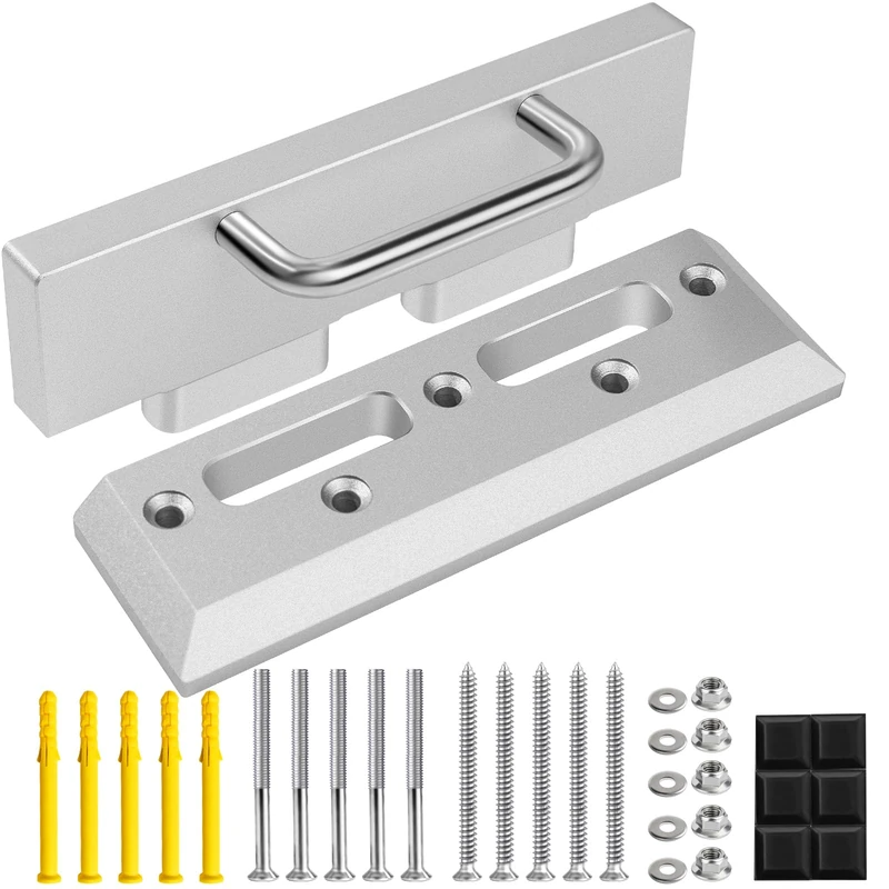 Pinkmiumiu Security Door Lock Barricade- Home Safety Door Brace to Prevent Entry Burglary Home Invasions - Door Stopper for Standard Door, French Doors, and Blemished Doors（Silver