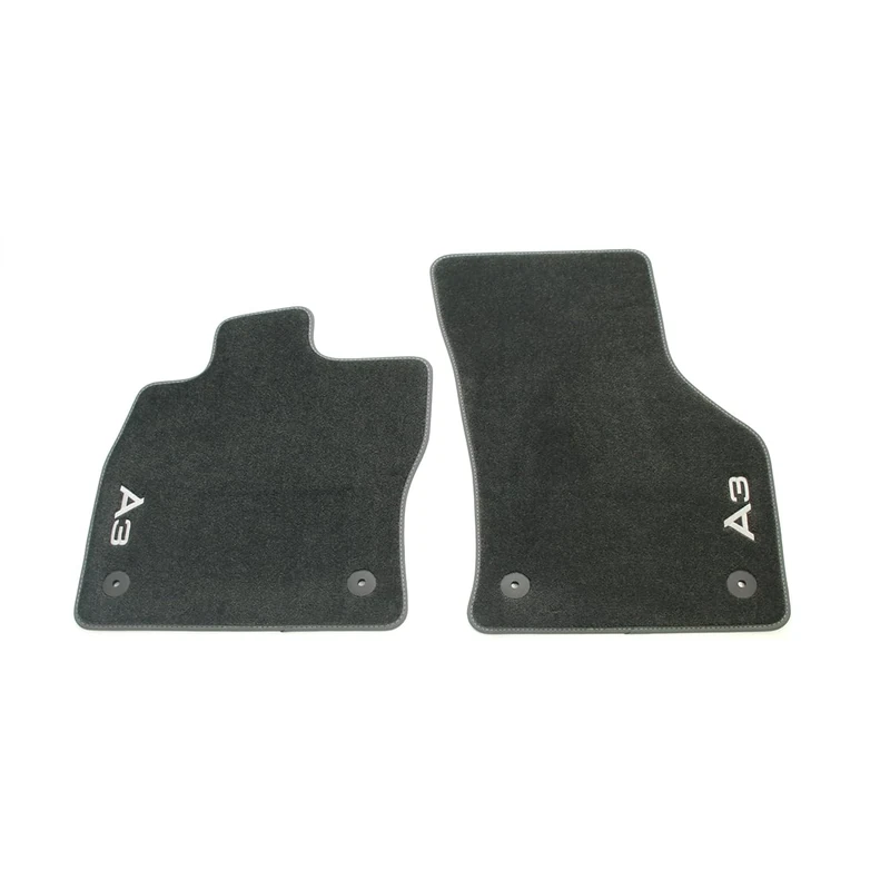Audi Premium Textile Mats, Velour, Front, Black with Steel Grey Trim with A3 Logo, Compatible with A3/S3 (8Y) Sportback and Limousine from 2020 - Image 1