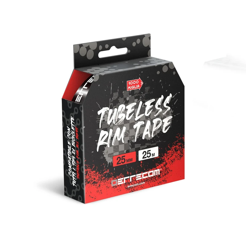 1000 Miglia Tubeless Rim Tape 25 m x 25 mm, Adhesive Tape for Tubeless Conversion, Ultra Resistant, Contains 10 Seal Patches