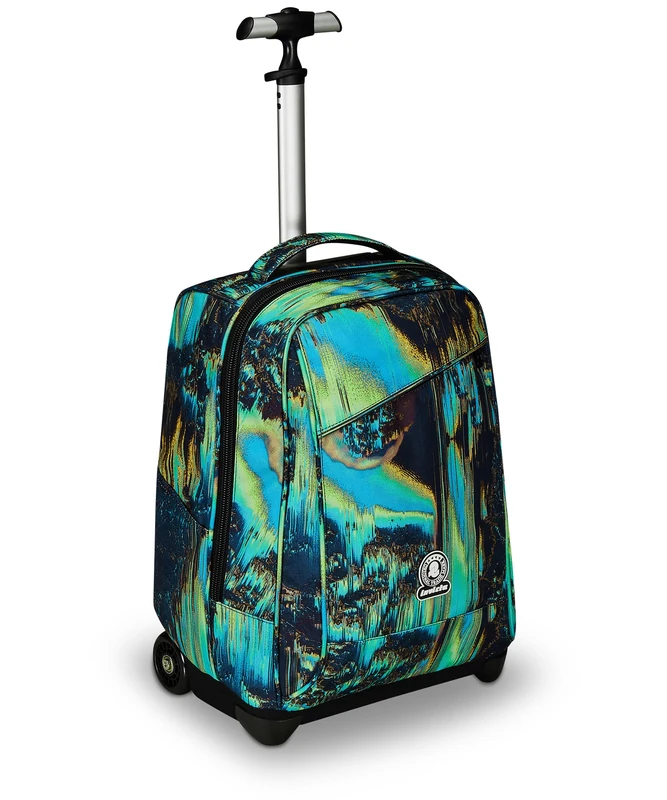 Invicta Benin Fantasy School Trolley Blue and Green, 2 in 1, with Shoulder Straps for Backpack, Bottle Pocket and Laptop Holder, School & Travel, Boys, Multi-Coloured, Taglia unica, School