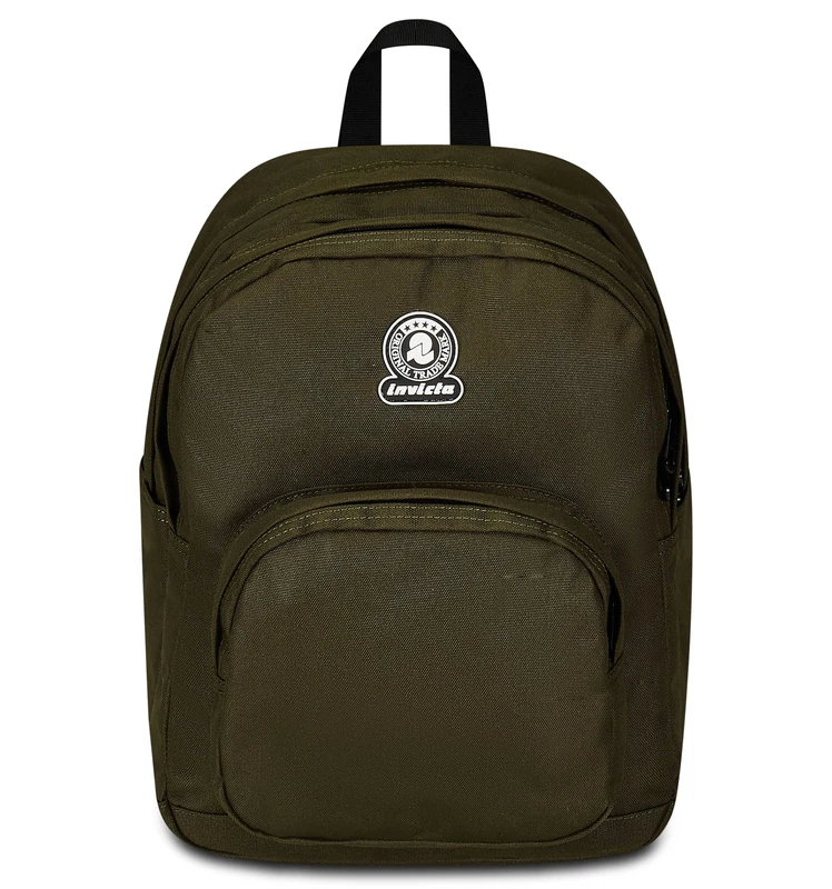 Invicta Benin M Solid Double Compartment Backpack, Military Green, with Internal Equipped Pocket, Side Pockets for Water Bottle and Laptop Compartment, School & Travel, Boys, green, Taglia unica,