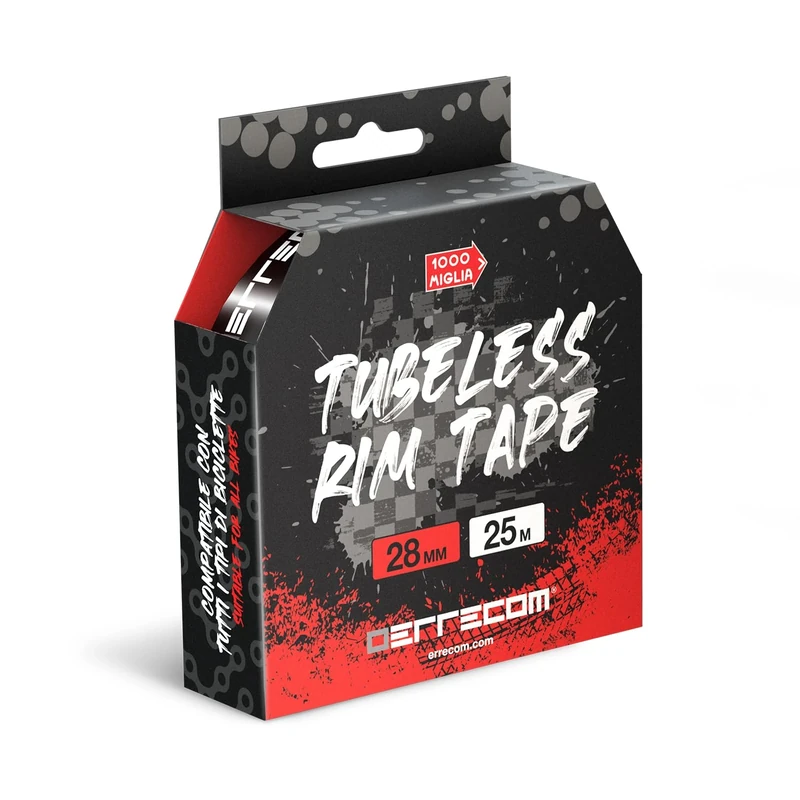 1000 Miglia Tubeless Rim Tape 25 m x 28 mm, Adhesive Tape for Tubeless Conversion, Ultra Resistant, Contains 10 Seal Patches