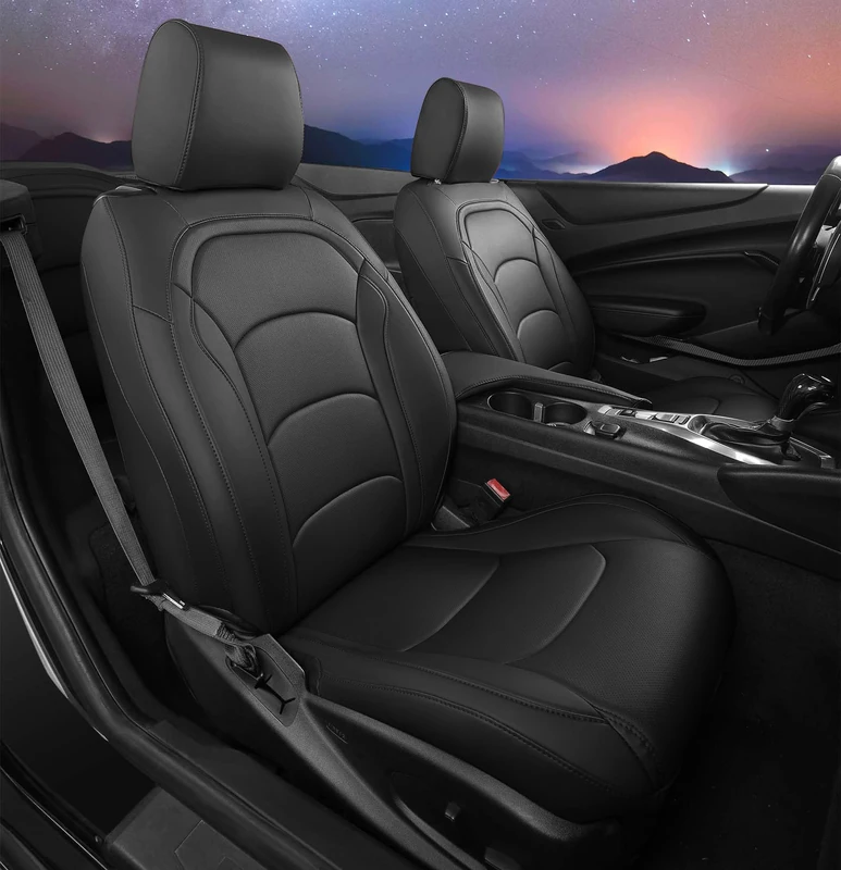 Cosgood Seat Cover for 2016-2024 6th Gen Camaro Coupe LT LS RS SS (Standard Seats) Custom Fit Interior Upholstery Faux Leather Seat Covers
