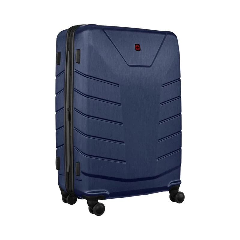 WENGER Pegasus Large Hard-Shell Suitcase with 4 Wheels, Trolley, Large, 99 (115) l, Security Lock, Women Men, Travel Vacation, Blue, 610852
