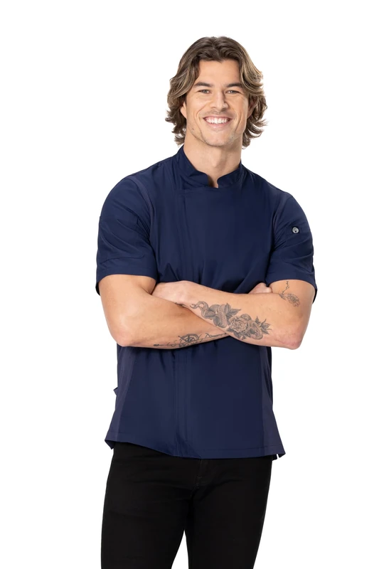 Chef Works Men's Springfield Chef Coat, Navy, L