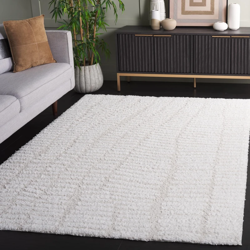 SAFAVIEH Shaggy Rug for Living Room Dining Room Bedroom - Rumi Shag Collection Short Pile, Ivory and Light Beige, 63 x 90 Inch - Image 1
