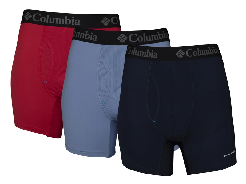 Columbia Men's Rcu3013azas2xxl Boxer Briefs, Mountain Red/Bluestone/Navy, XXL (Pack of 3)
