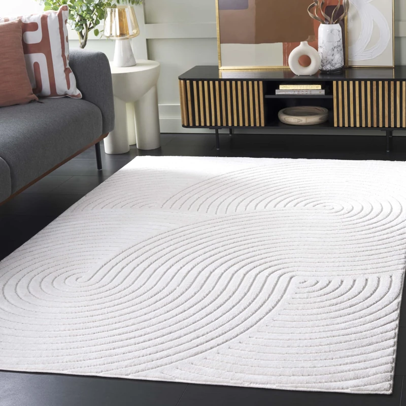 SAFAVIEH Selena Collection Modern Rug for Living Room Dining Room Bedroom Short Pile Ivory 63 x 90 Inch - Image 1