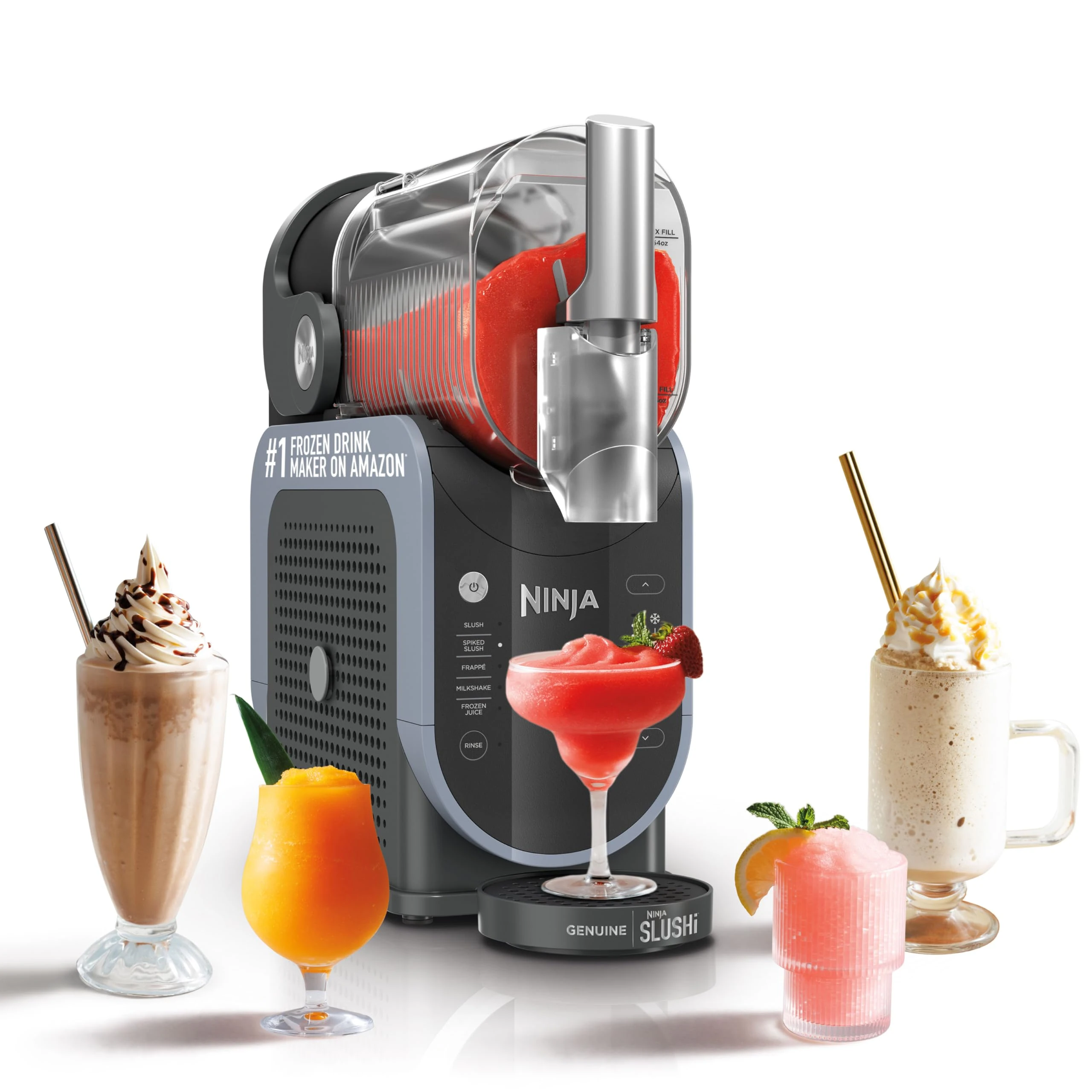 Ninja FS301 Professional Maker with RapidChill Technology, 88 oz Drink & Slushie Machine, 5 Preset Programs, Frozen Margaritas, Frappés, and More, Premium Accents, Black