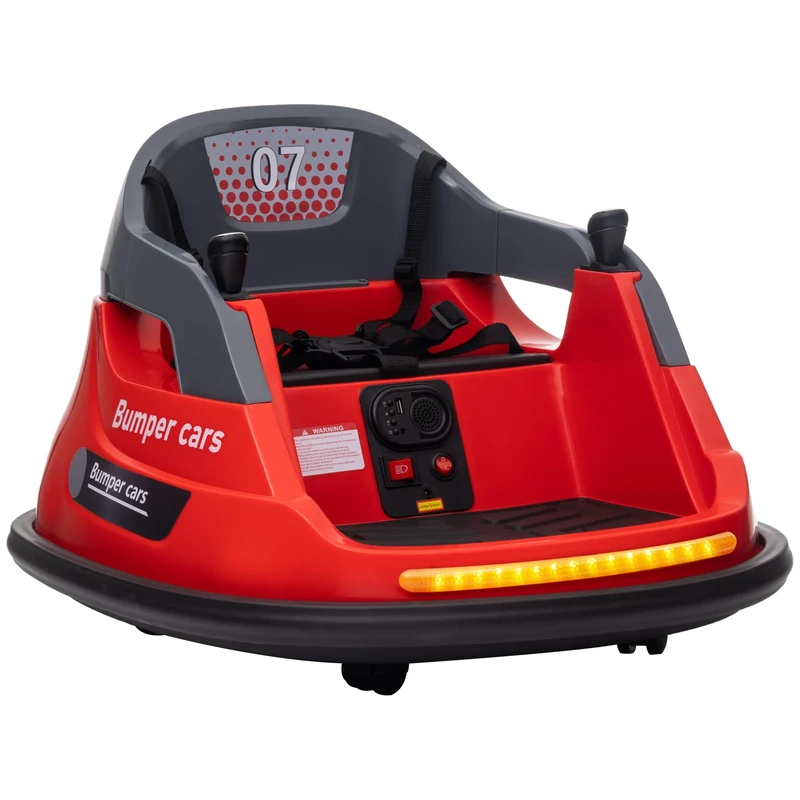 HOMCOM Kids Bumper Car, 360-Degree Rotation Spin 12V Waltzer Car, Battery Powered Ride On Car with Lights, Music, for Ages 1.5-5 Years - Red