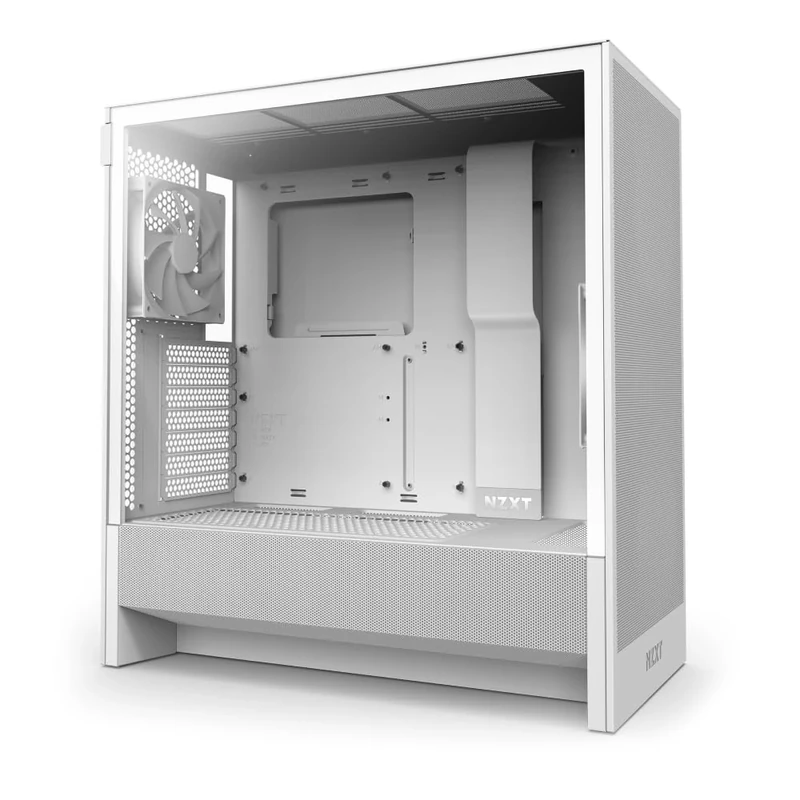 NZXT H5 Flow - Compact ATX Mid-Tower PC Gaming Case - High Airflow - 2 x 120mm Fans Included - 360mm Front & 240mm Top Radiator Support - Cable Management System - Tempered Glass - White