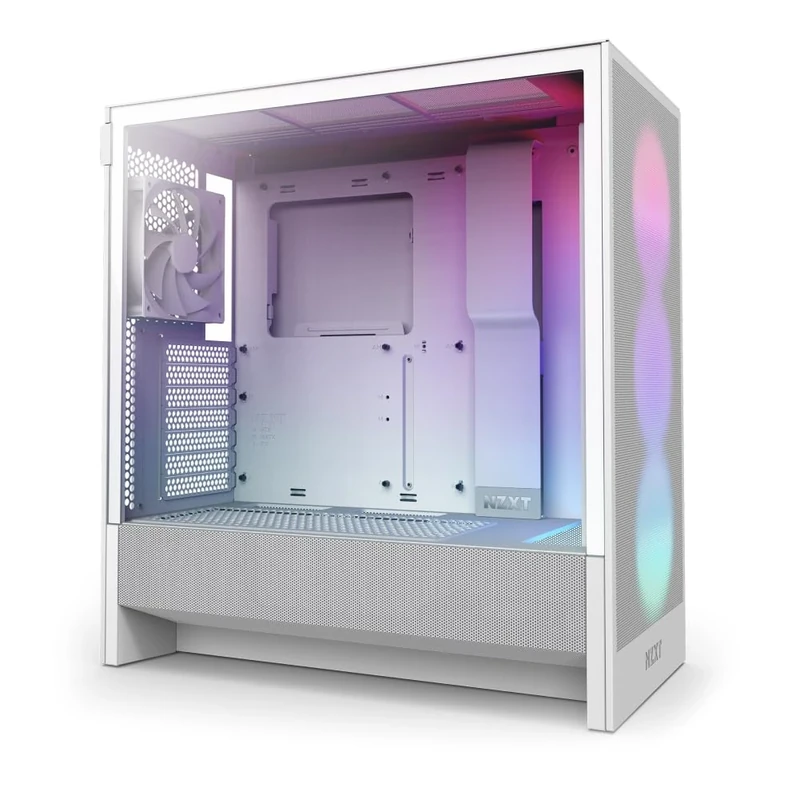 NZXT H5 Flow RGB - Compact ATX Mid-Tower PC Gaming Case - High Airflow - F360 RGB Core (CV) Included - 360mm Front & 240mm Top Radiator Support - Cable Management - Tempered Glass - White