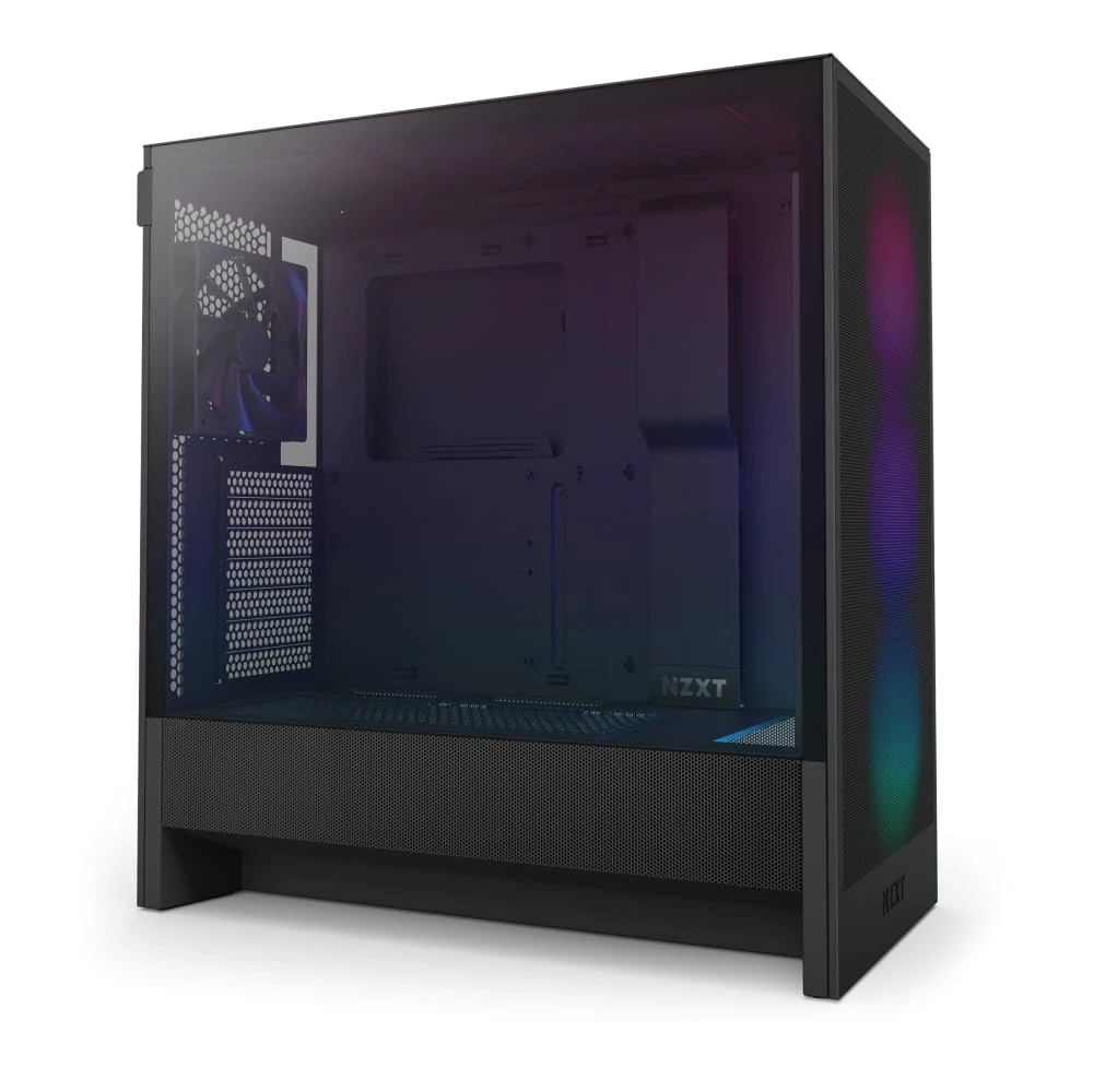 NZXT H5 Flow RGB - Compact ATX Mid-Tower PC Gaming Case - High Airflow - F360 RGB Core (CV) Included - 360mm Front & 240mm Top Radiator Support - Cable Management - Tempered Glass - Black