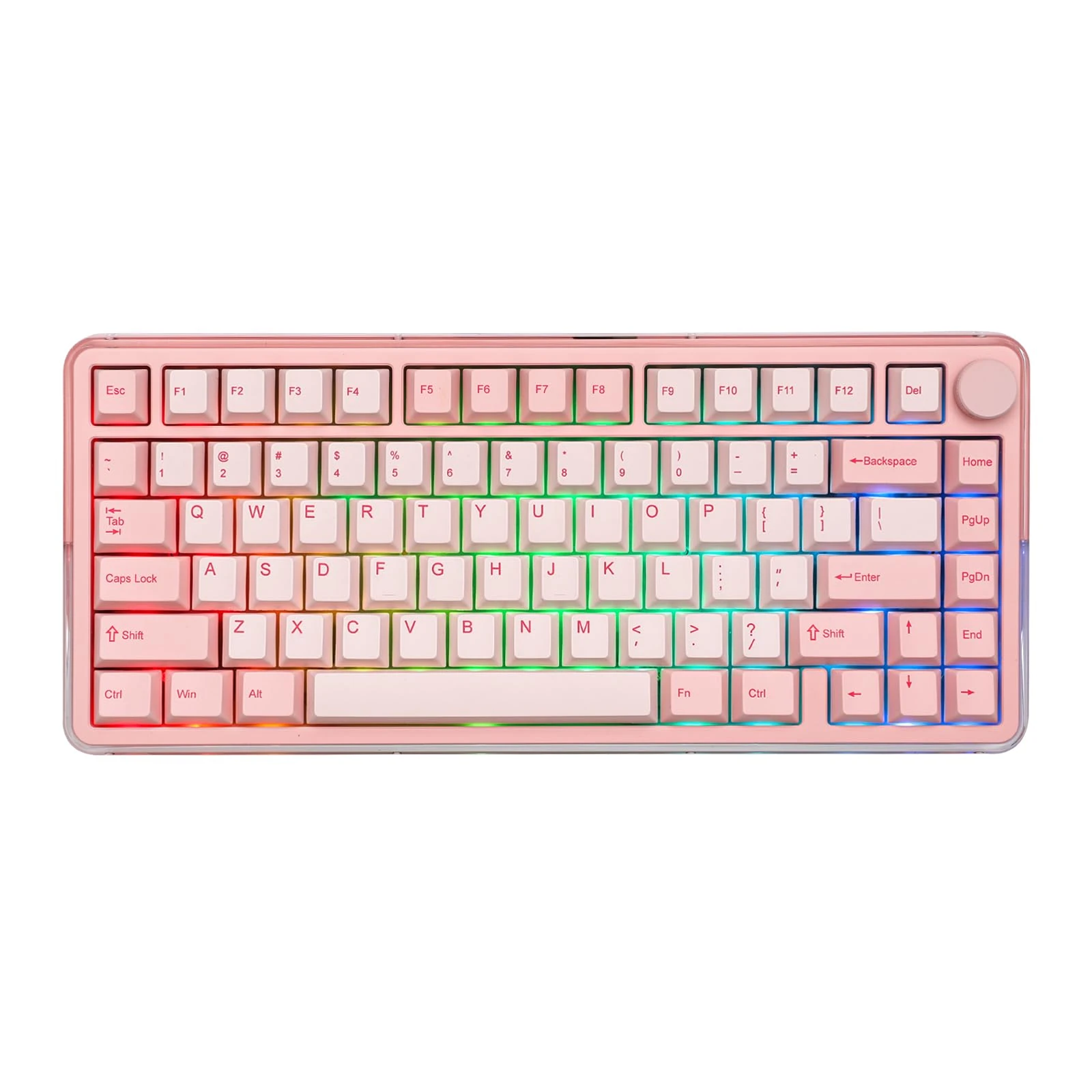 KiiBoom Breeze 75 75% CNC Aluminum and Acrylic Mechanical Gaming Keyboard, USB-C/BT5.0/2.4GHz Wireless Creamy Keyboard, with Gasket Structure, RGB, 8000mAh Battery for Win/Mac (Pink)