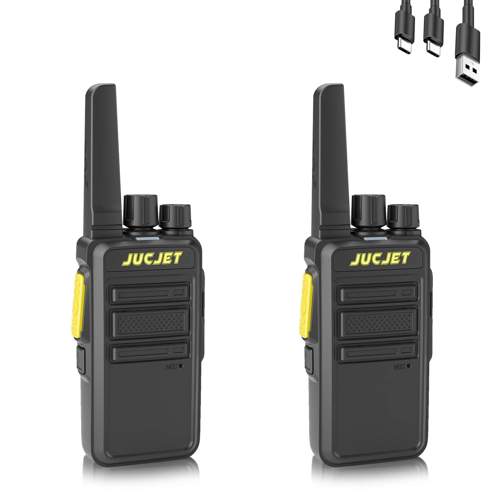 JUCJET V12D Walkie Talkie, Long Range Walkie Talkies with Smart Noise Cancellation&Voice Recognition - Encrypted Communication, Analog Scanning, Wireless Cloning, 446MHz, 16CH(2Pcs Black)