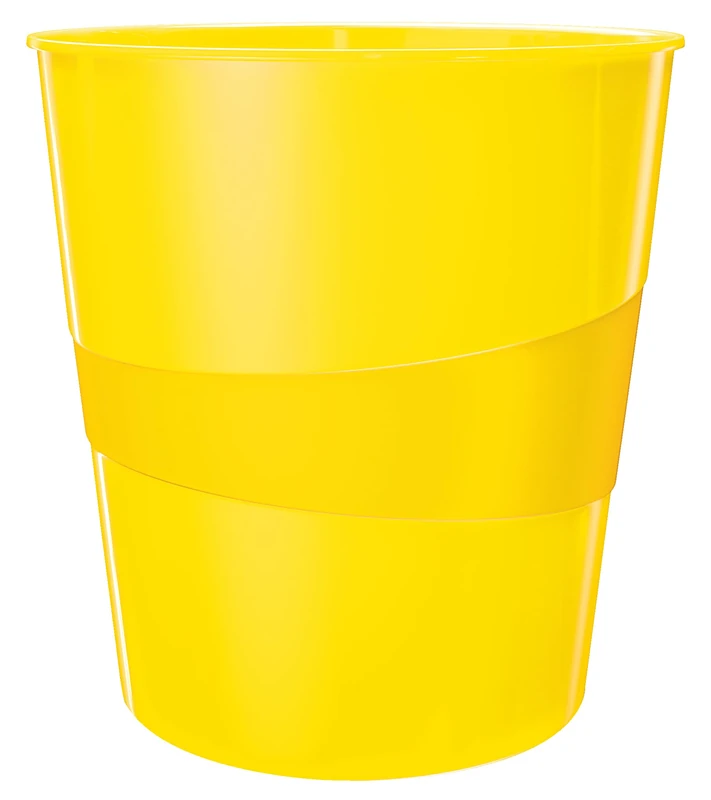 Leitz WOW 52781016 Waste Paper Bin, Pack of 6, 15 Litres, Plastic, Yellow,