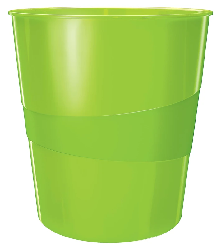 Leitz WOW 52781054 Waste Paper Bin, 15 Litres, Plastic, Green, Pack of 6
