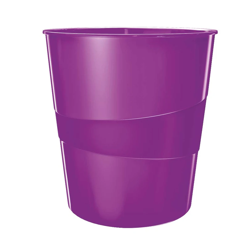 Leitz WOW 52781062 Waste Paper Bin, 15 Litres, Plastic, Purple, Pack of 6
