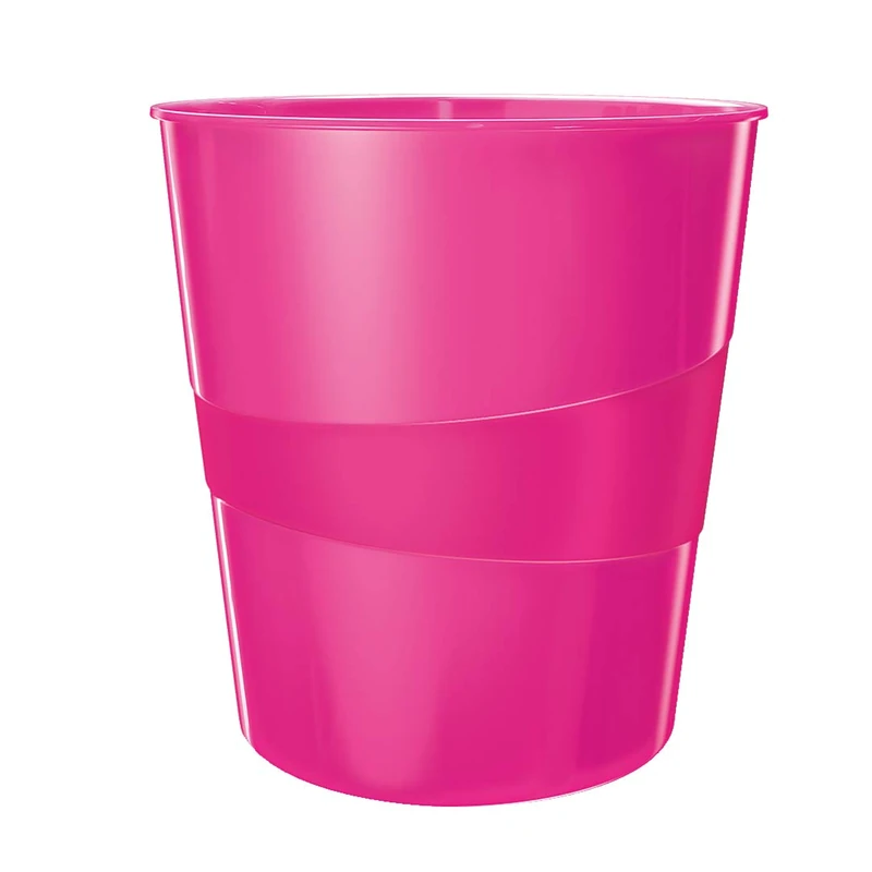 Leitz WOW 52781023 Waste Paper Bin, 15 Litres, Plastic, Pink, Pack of 6