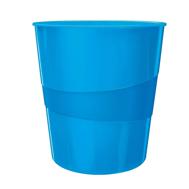 Leitz WOW 52781036 Waste Paper Bin, 15 Litres, Plastic, Blue, Pack of 6