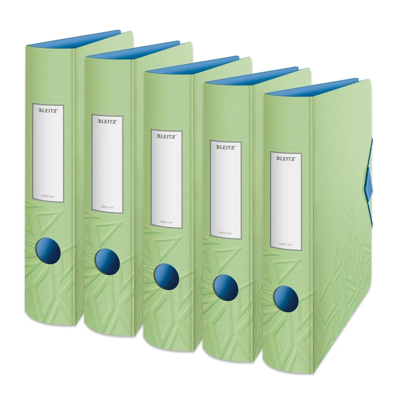 Leitz 180° Active Urban Chic A4 Lever Arch File, Green, Curved Spine 65mm Width, Elastic Fastening, Light polyfoam, Urban Chic, 11170050